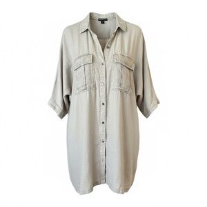 James Perse Taupe Silt Linen Oversized Shirt Dress sz 1 small medium large